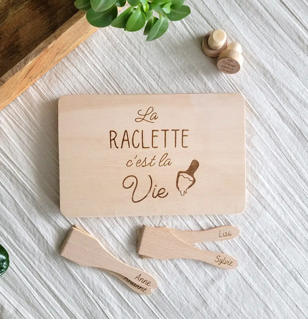 Kit raclette - Planche et spatules personnalisées personnalisé