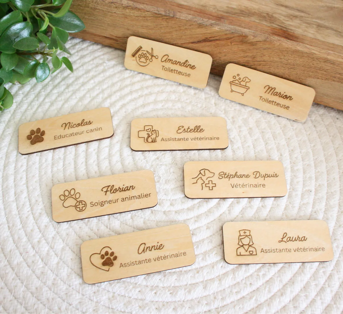 Badge professionnel personnalisé – Métiers animaliers - vétérinaire , toiletteuse , soigneur ...