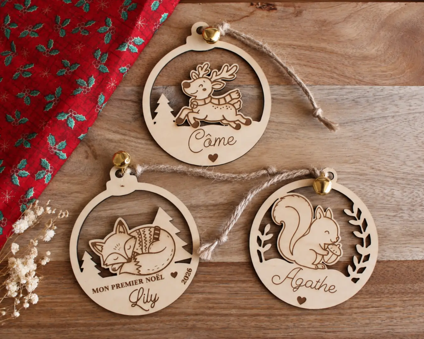 Boule de Noël personnalisée en bois - Mon premier Noël personnalisé