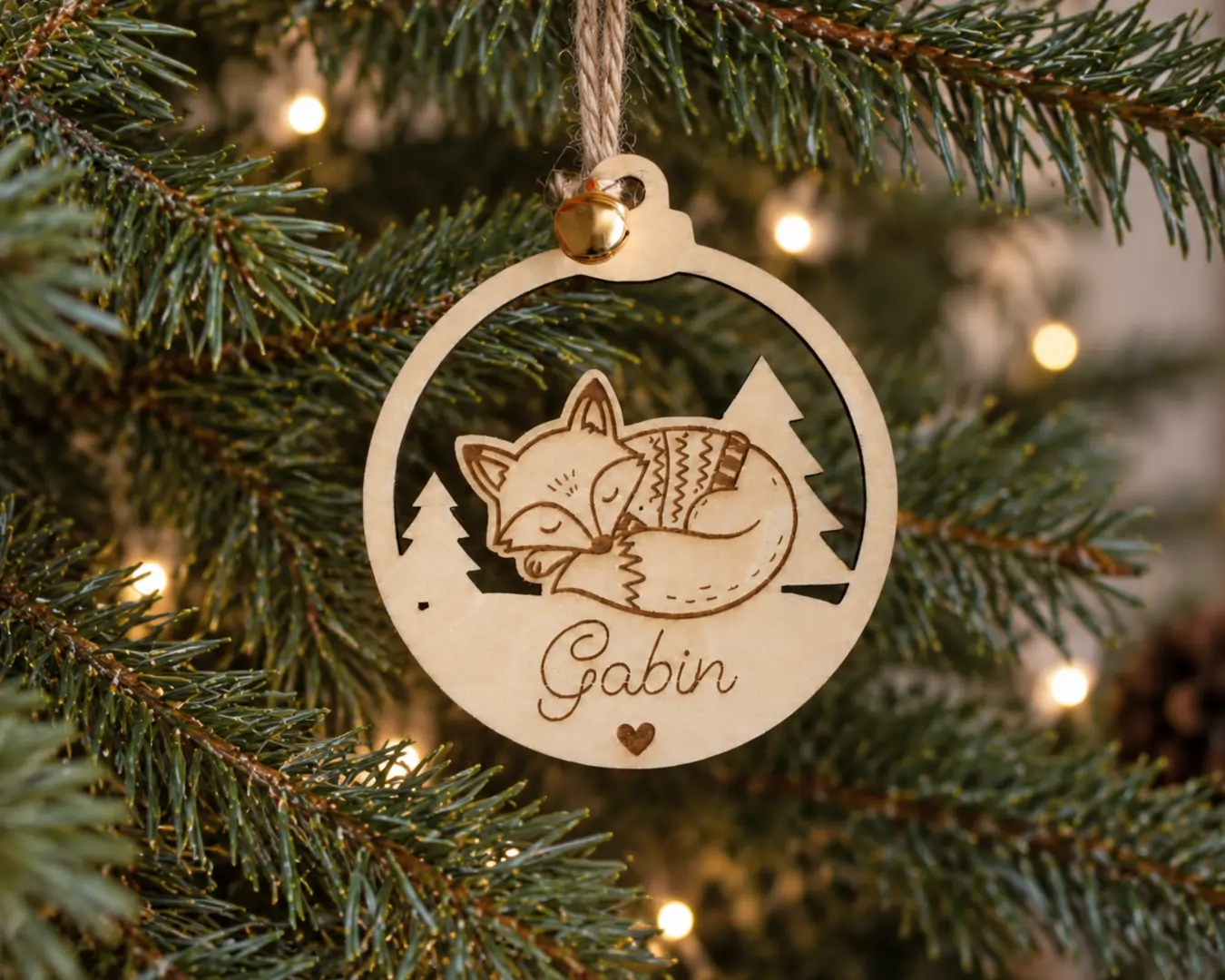 Boule de Noël personnalisée en bois - Mon premier Noël — vue 2