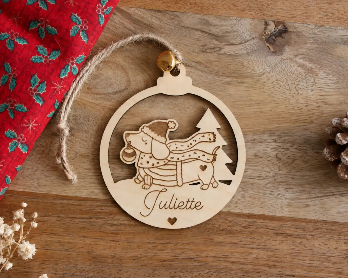 Boule de Noël personnalisée en bois - Mon premier Noël — vue 3
