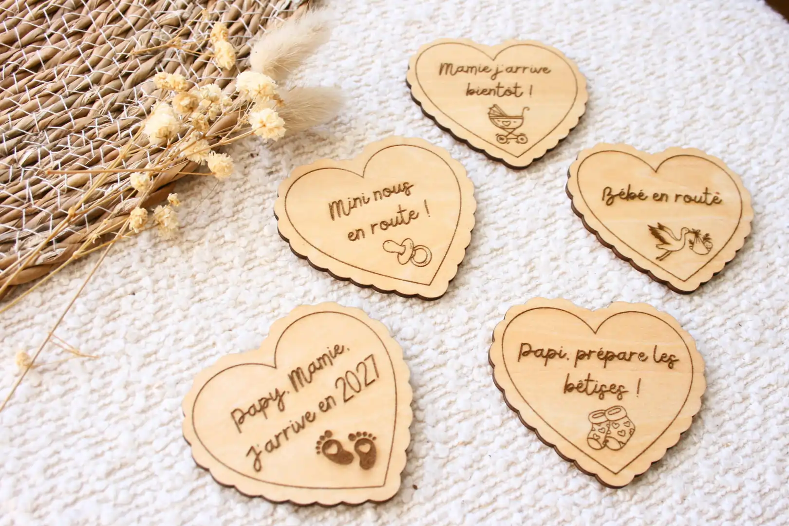 Magnet Coeur Personnalisé – Annonce Grossesse, Cadeau demande Parrain Marraine personnalisé