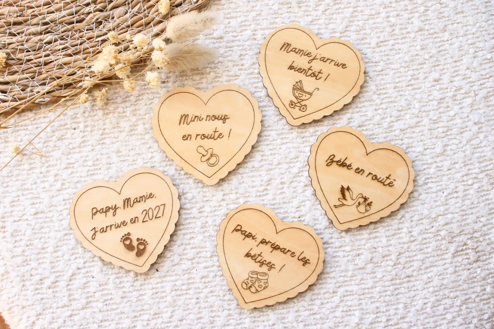 Magnet Coeur Personnalisé – Annonce Grossesse, Cadeau demande Parrain Marraine — vue 3