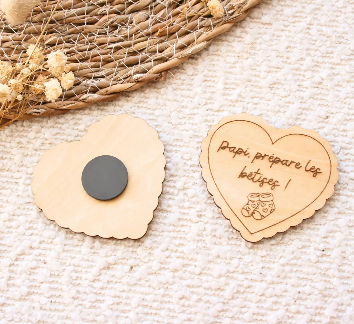 Magnet Coeur Personnalisé – Annonce Grossesse, Cadeau demande Parrain Marraine — vue 4