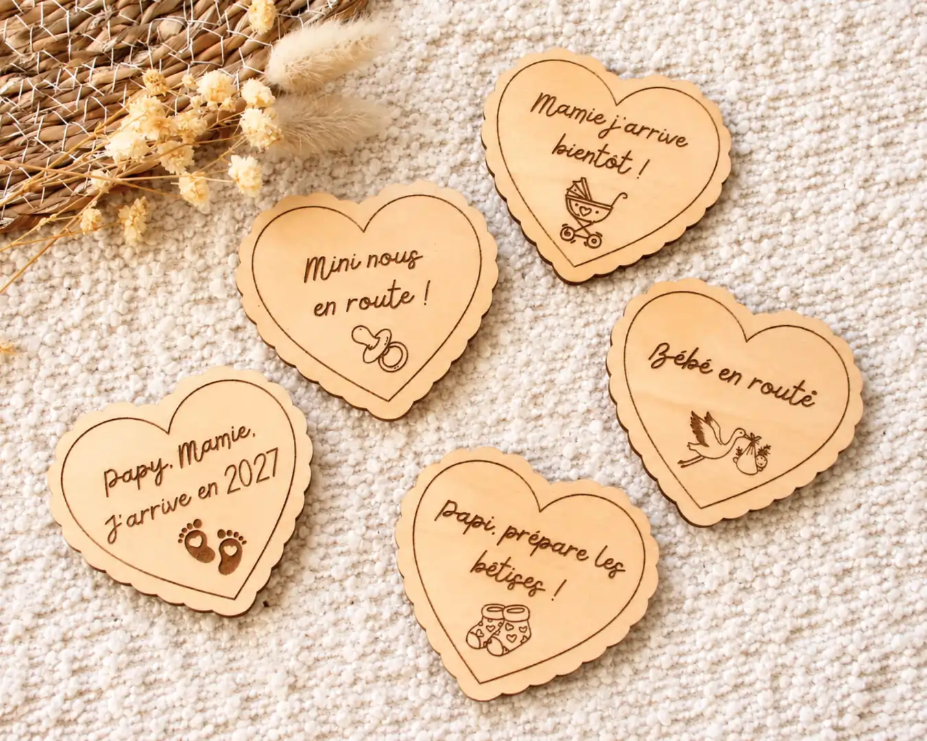 Magnet Coeur Personnalisé – Annonce Grossesse, Cadeau demande Parrain Marraine — L'atelier des dunes