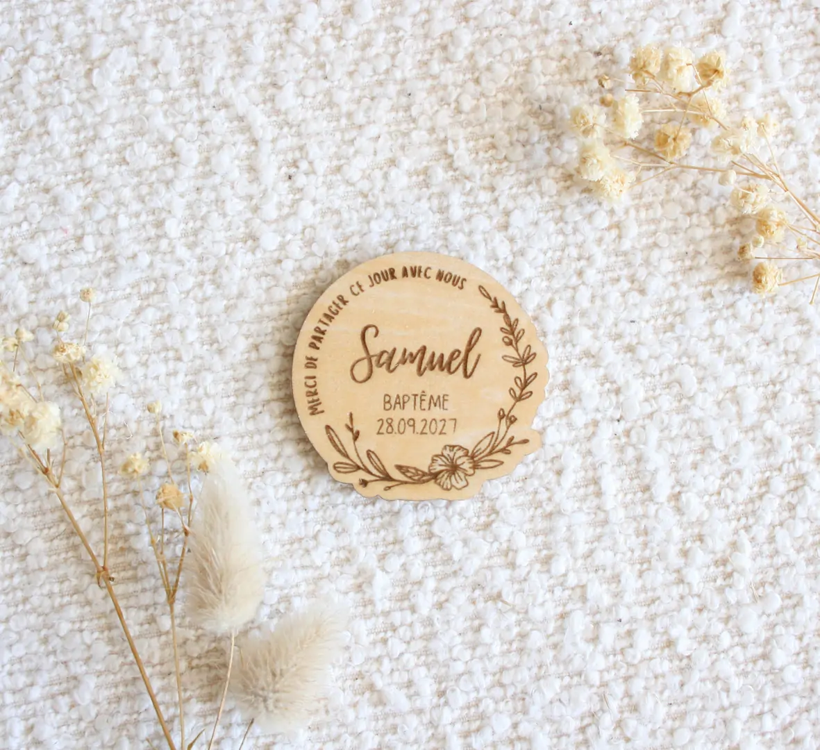 Magnet Personnalisé en Bois - Baptême, communion - Cadeau Invité — vue 4