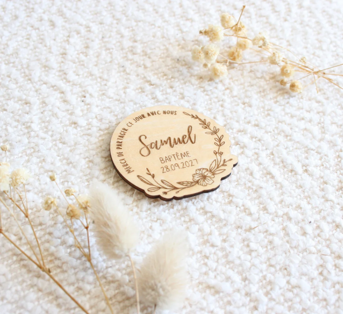 Magnet Personnalisé en Bois - Baptême, communion - Cadeau Invité — vue 2