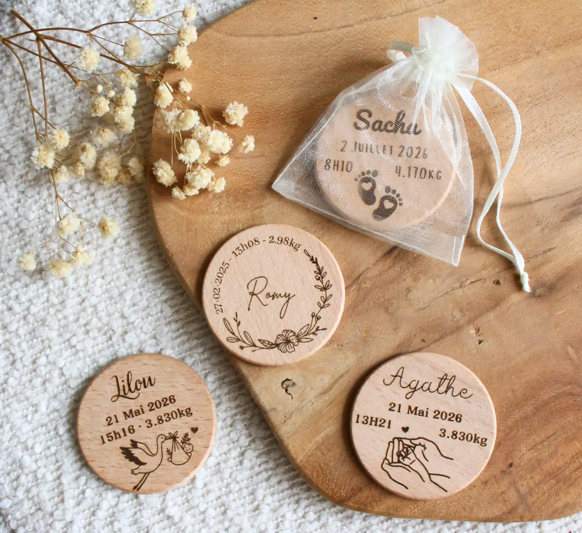 Magnet naissance personnalisé — L'atelier des dunes