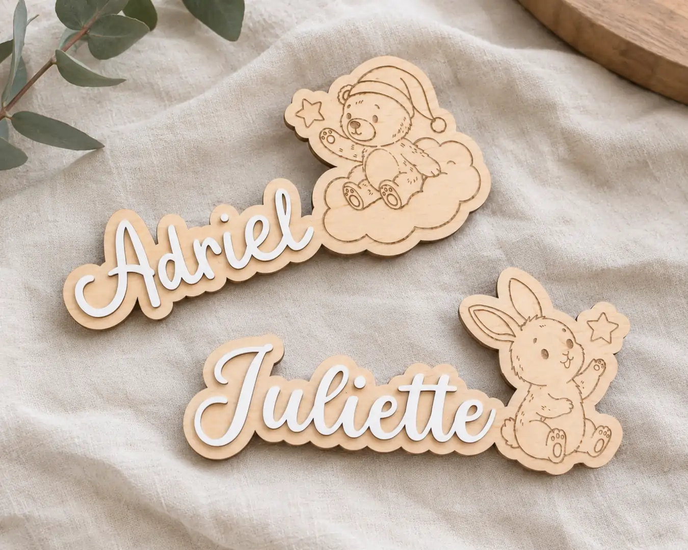 Plaque de porte personnalisée enfant - Décoration chambre bébé - Cadeau naissance — L'atelier des dunes