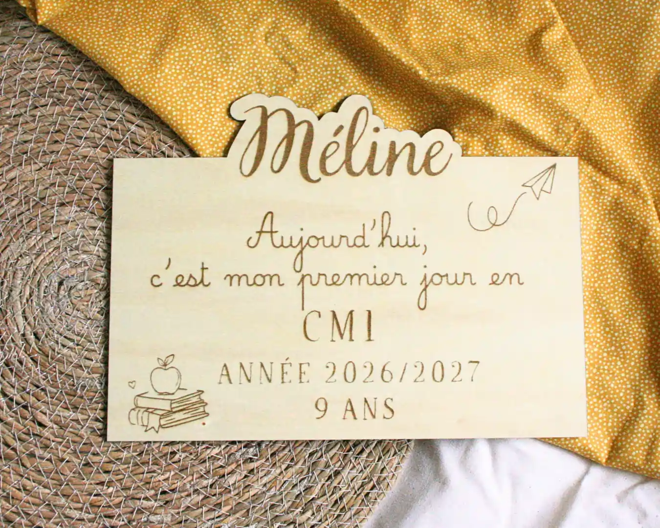 Plaque rentrée scolaire personnalisé