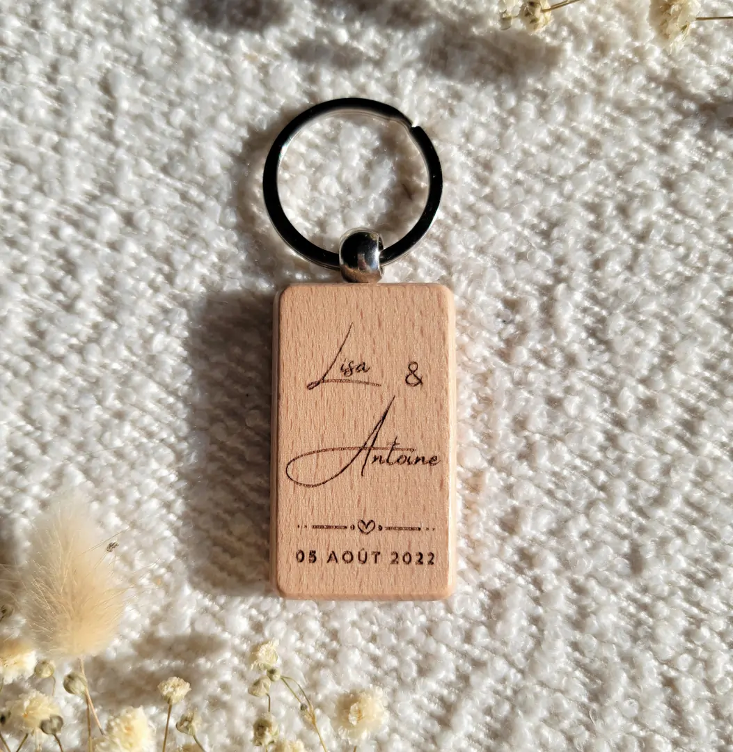 Porte-clé personnalisé, rectangle, amour — L'atelier des dunes