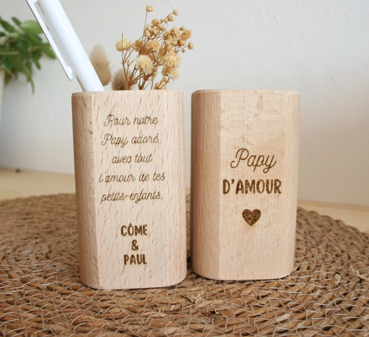 Pot à crayons personnalisé en bois – Papy, Mamie, Tonton… — vue 4