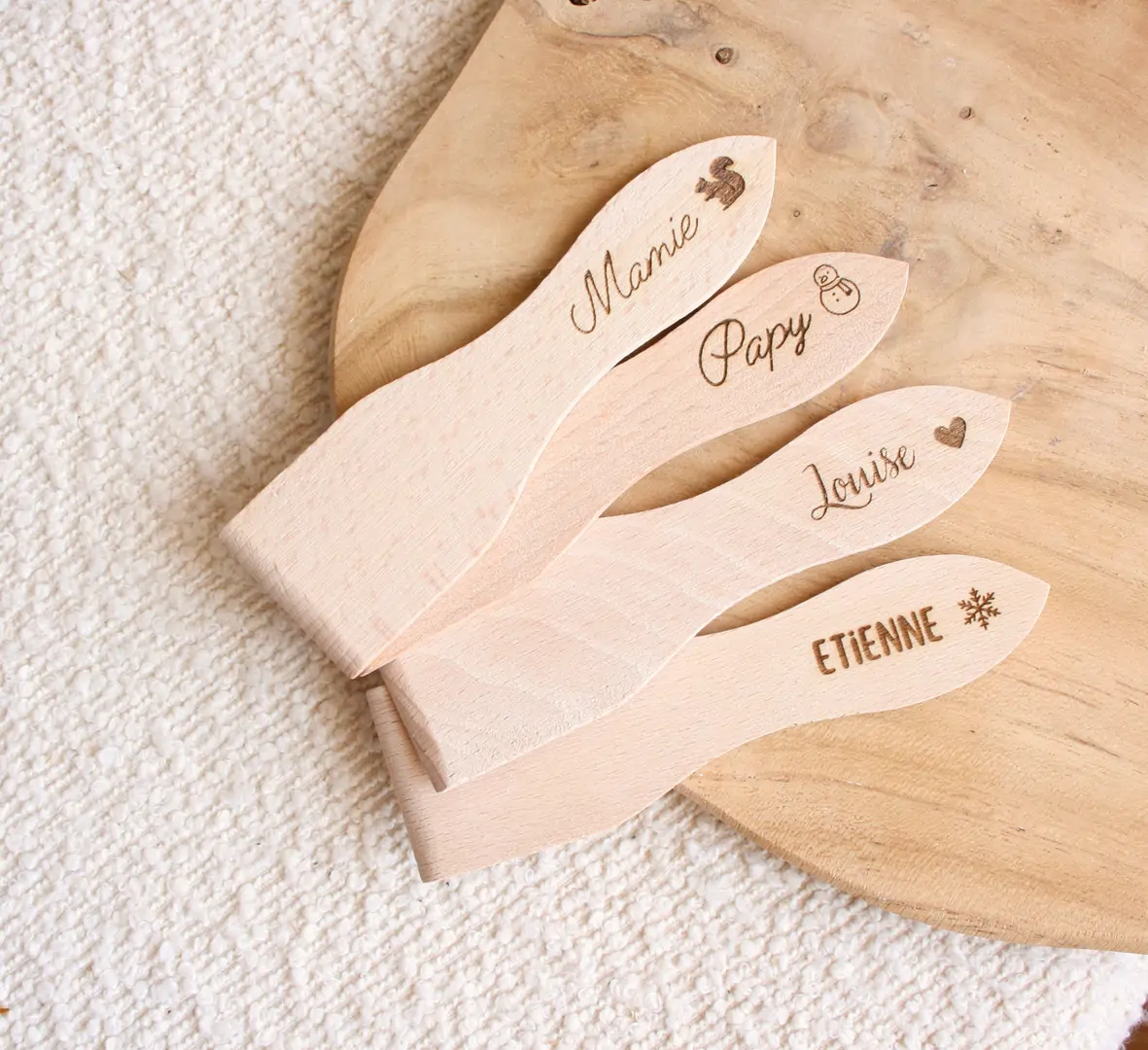 Spatule à raclette en bois personnalisée — L'atelier des dunes